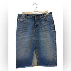 H&M Slit-front Denim Blue Skirt, Size 8, NWT, 23” Long